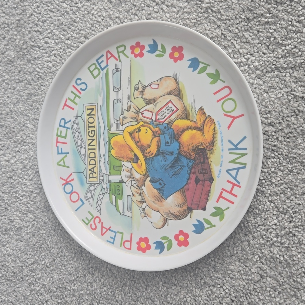 Vintage 1981 Paddington Bear Kids 8" Silite Plate